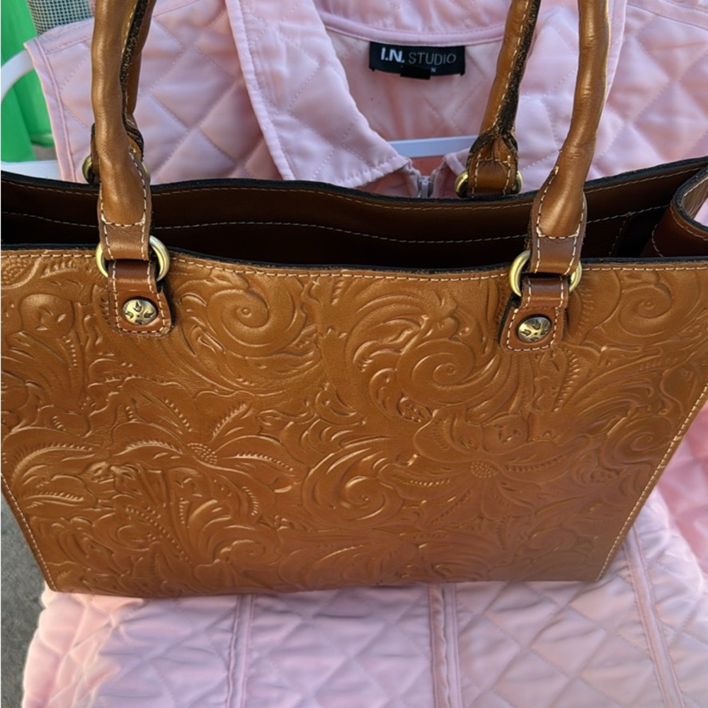 Patricia Nash Embossed Tan Tote Bag